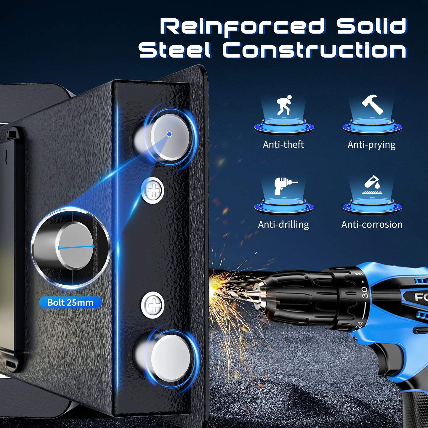 1.0 CU. Ft Safe Box with Fireproof Waterproof Safes , Security Home Safe with Fireproof Document Bag, Money Safe for Home Office Hotel